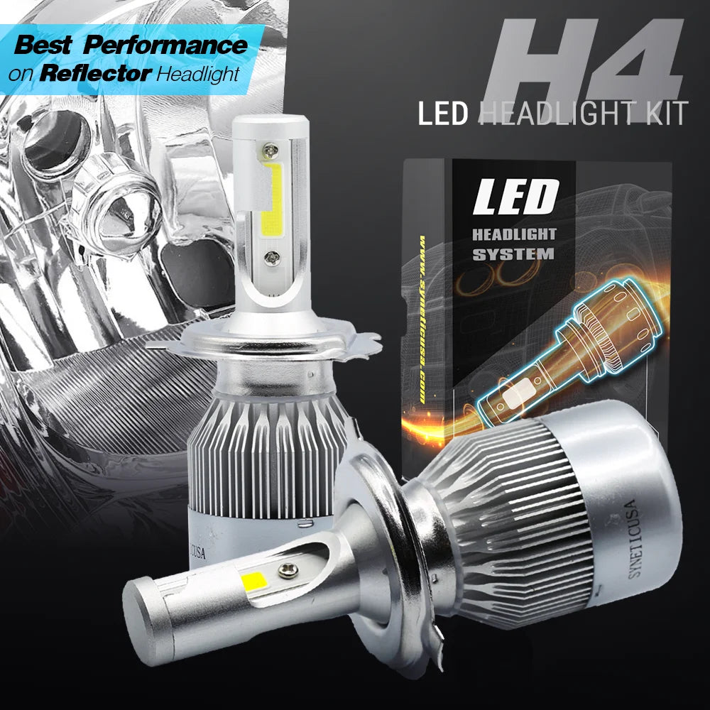 H4 100W 10000LM CREE LED Headlight and Fog Lamp Kit - High/Low Beam, White