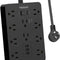 Mountable Power Strip Extension Cord with Surge Protector, 10 AC Outlets, and 3 USB Charging Ports for Home and Offices, Black