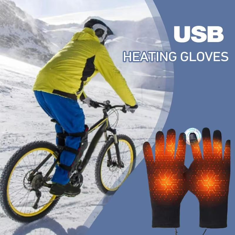 Heated Gloves for Men Women Unisex Screen Touch USB Electric Heating Warm Gloves Heated Gloves Thermal Motorcycle Gloves Mitten